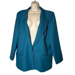 Bend Over Levi Strauss & Co Women's Size 18 W Teal Blazer  1 Button Vintage